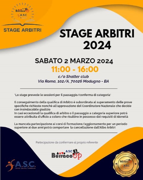 STAGE ARBITRI 2024 BARI