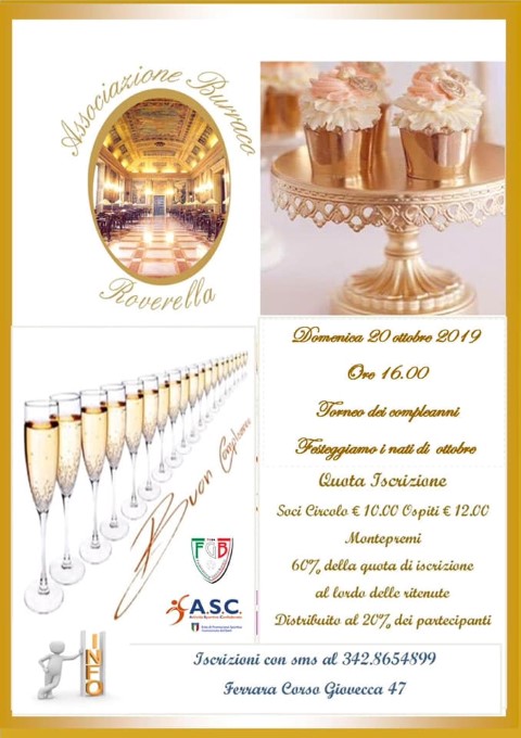 TORNEO DEI COMPLEANNI 20 ottobre 2019