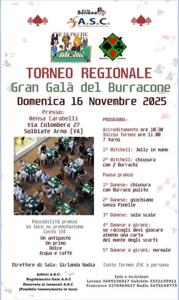 TORNEO REGIONALE GRAN GALA' DEL BURRACONE